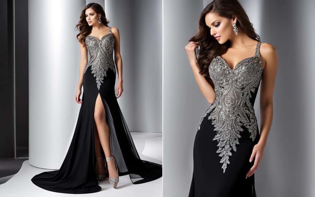 body type and black prom dress